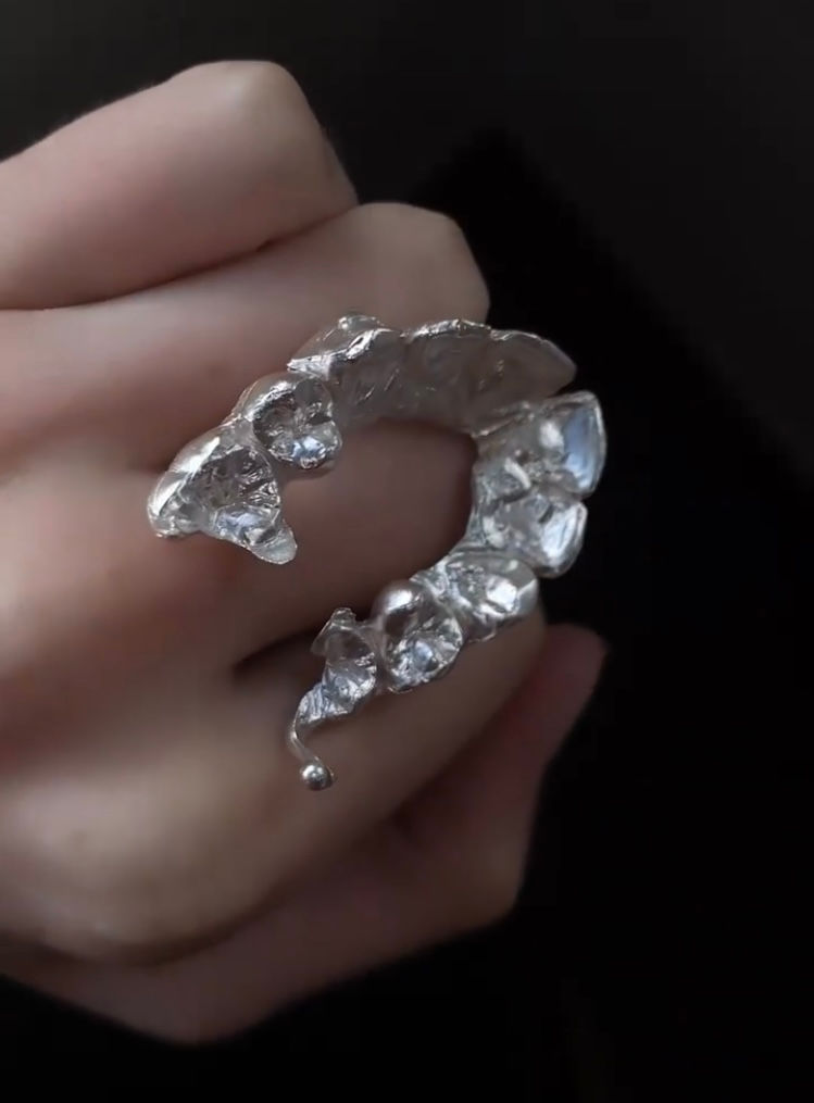 Thumbnail: teeth tooth chunky silver ring