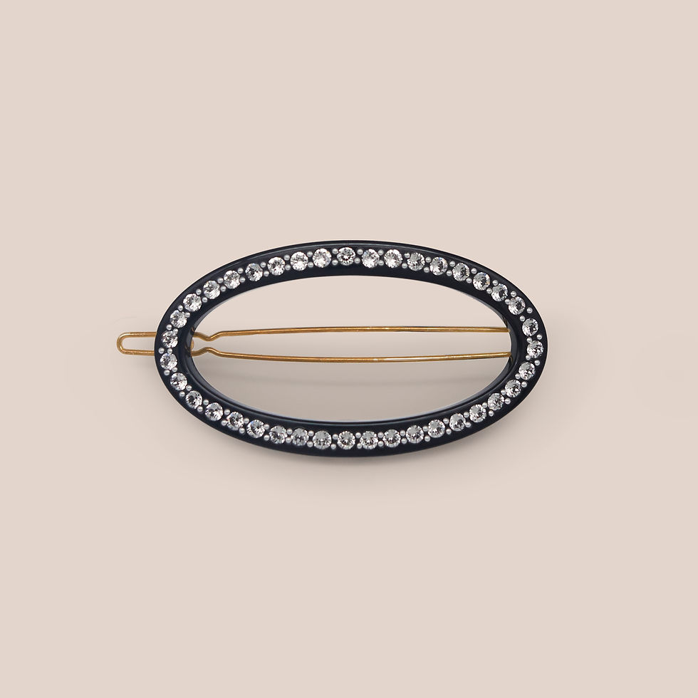 Thumbnail: Oval Barrette - Rhodoïd and Swarovski crystal
