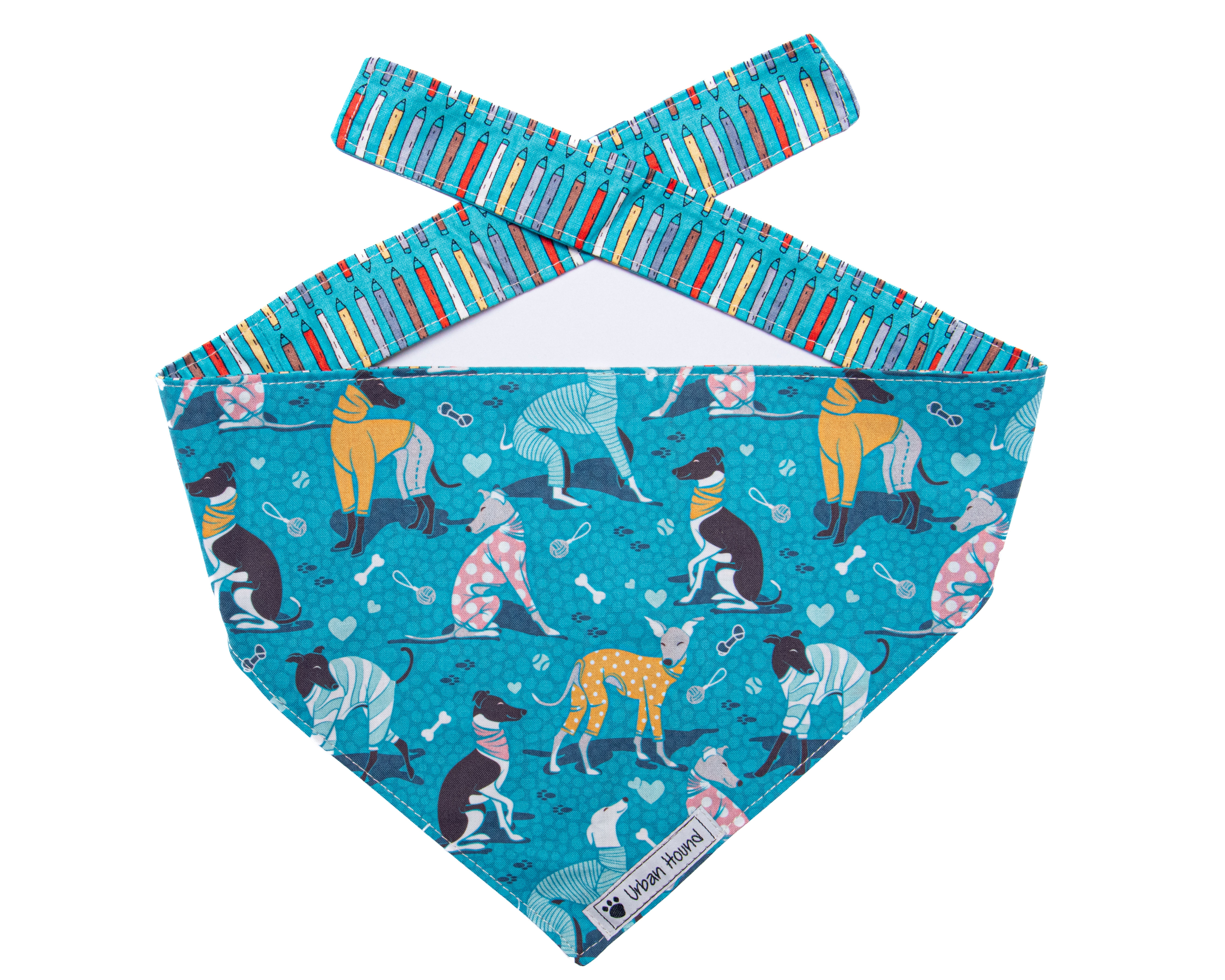 Urban Hound - Hounds in coats on blue bandana