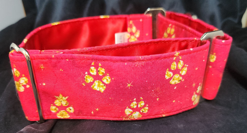 Maroon Swirls and Pawprints Martingale Collar