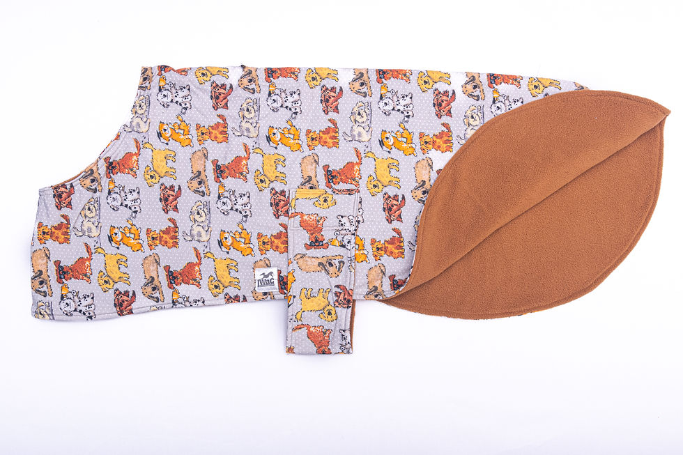 Thumbnail: Shaggy dogs flannelette and polar fleece coat - MEDIUM