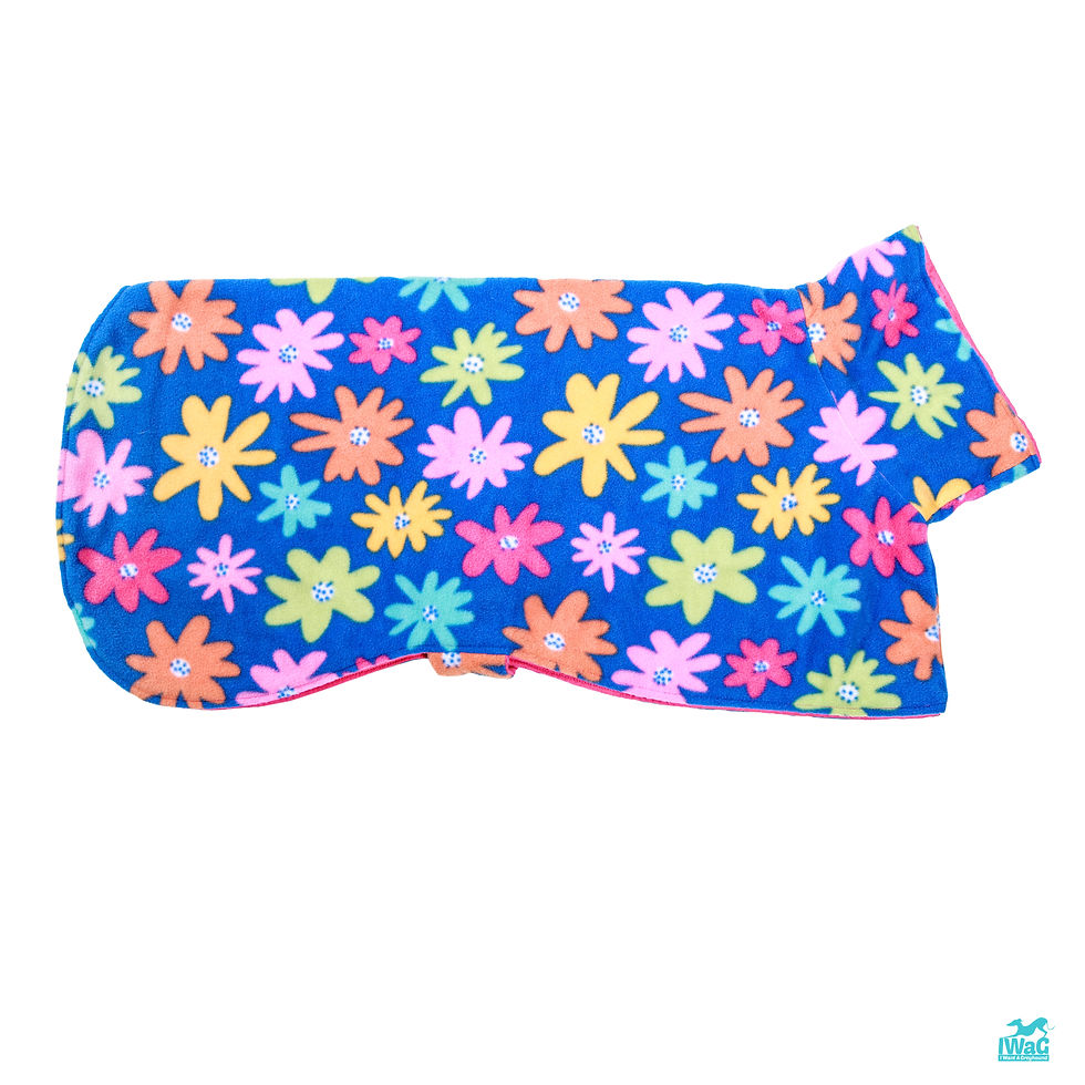 Thumbnail: Flowers on Blue Polar Fleece and Flannelette Coat - SMALL