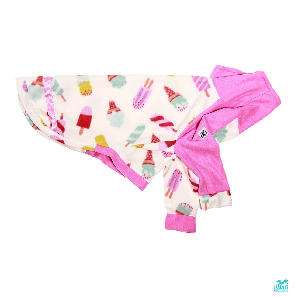 Thumbnail: Ice Creams on White polar fleece coat - SMALL