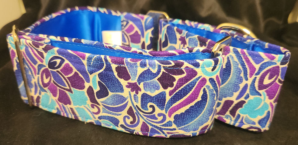 Blue and Purple Flowers Martingale Collar