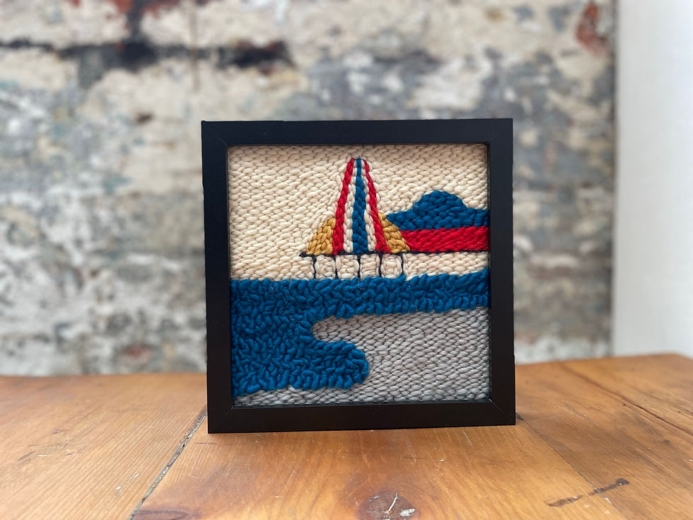 Handmade punch needle framed canvas of Brighton's Palace Pier, in 100% wool.