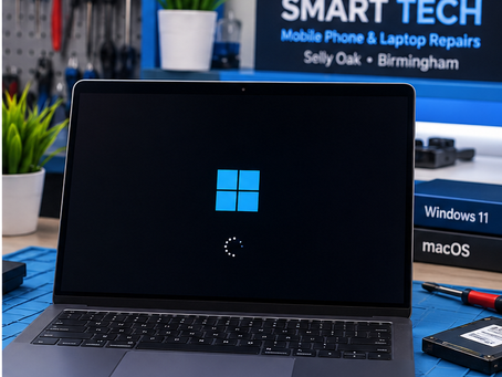 Laptop on a repair bench illustrating Windows 11 AI PC features and the hardware requirements to check before buying.