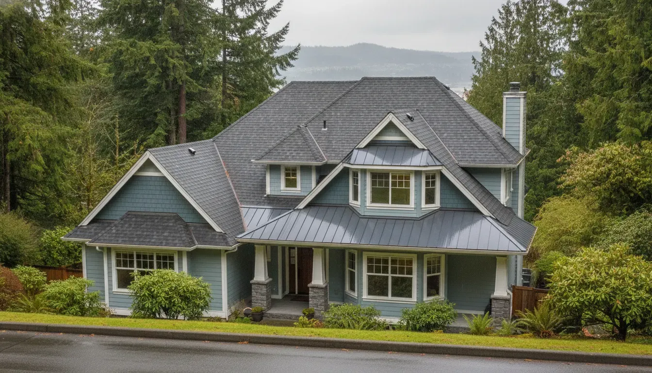 Portland Oregon home showing roofing materials suited to a wet Pacific Northwest climate