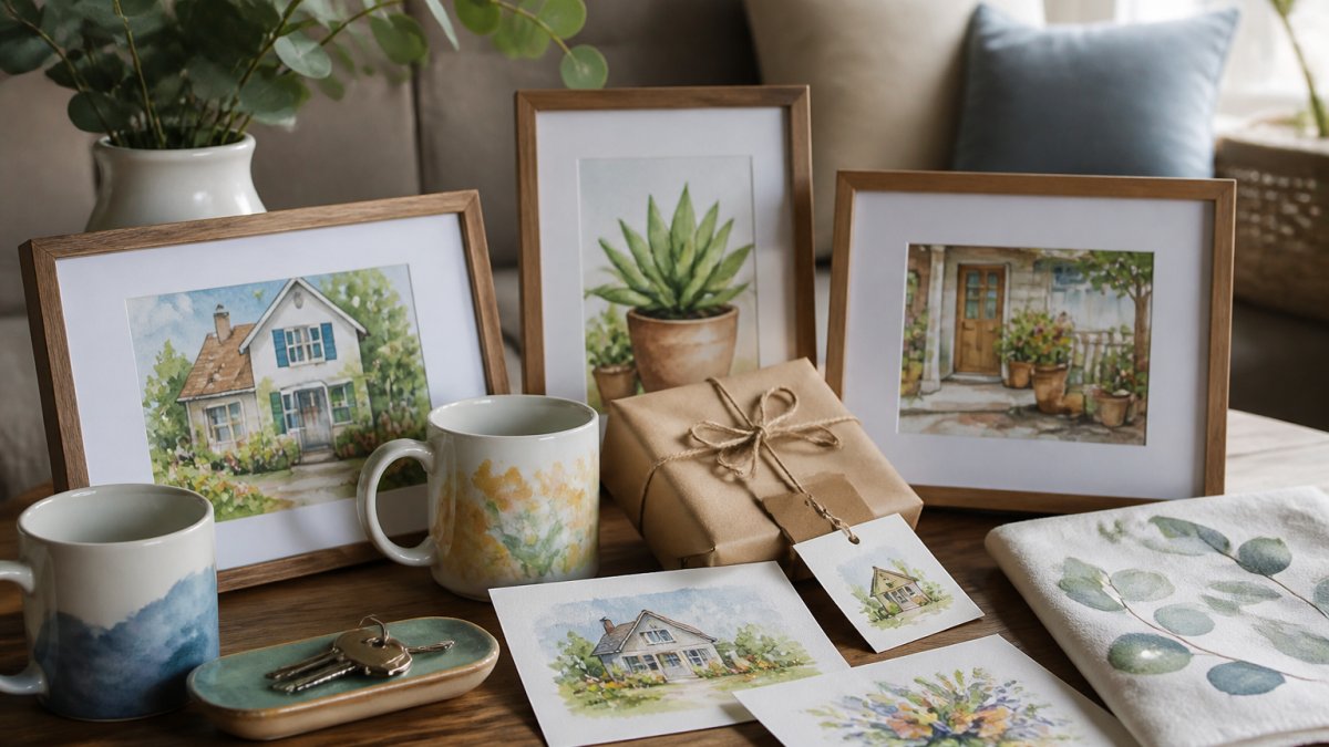 Handmade Watercolor Housewarming Gift Ideas