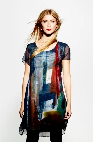 Carole Waller silk painted dress