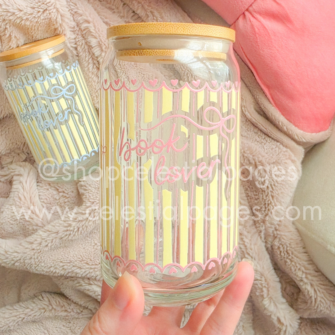 Sunny Pink Book Lover Glass Cup - Bookish Gifts for Summer Romance Book Lovers