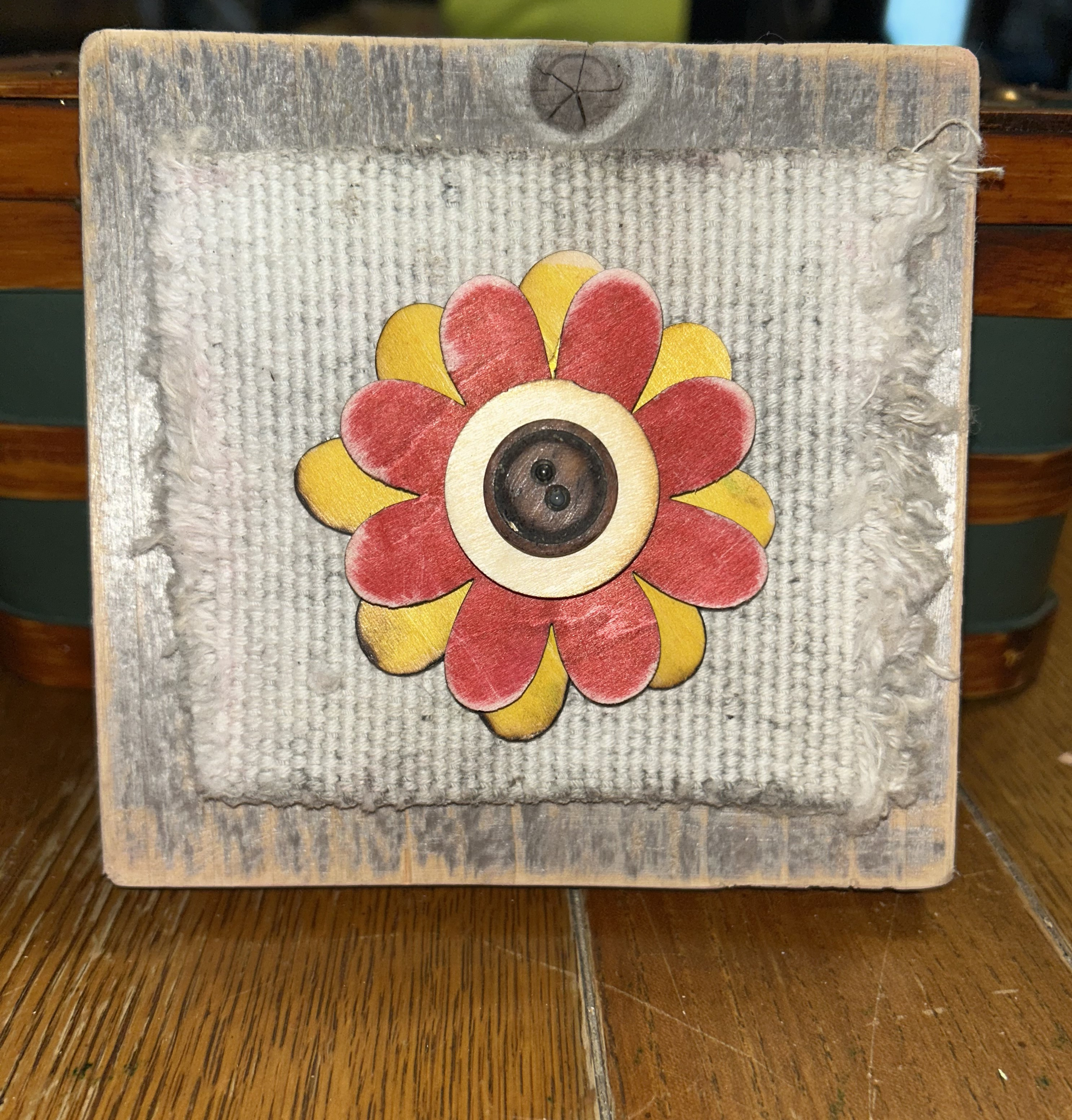 BARNWOOD SHELF SITTER OR WALL HANG CRAFT WOOD FLOWERS