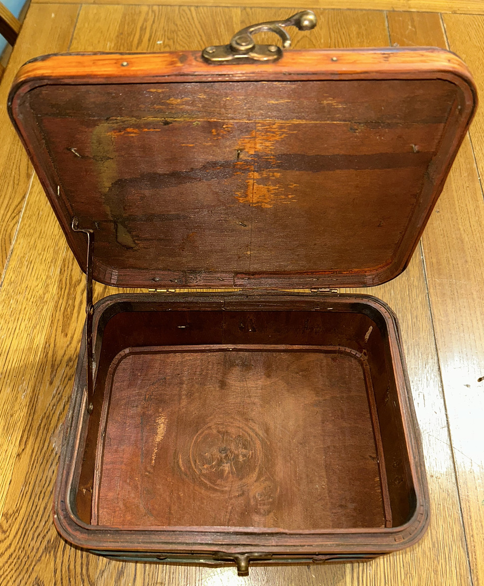 Thumbnail: VINTAGE WOOD STORAGE CASE WITH METAL LATCH