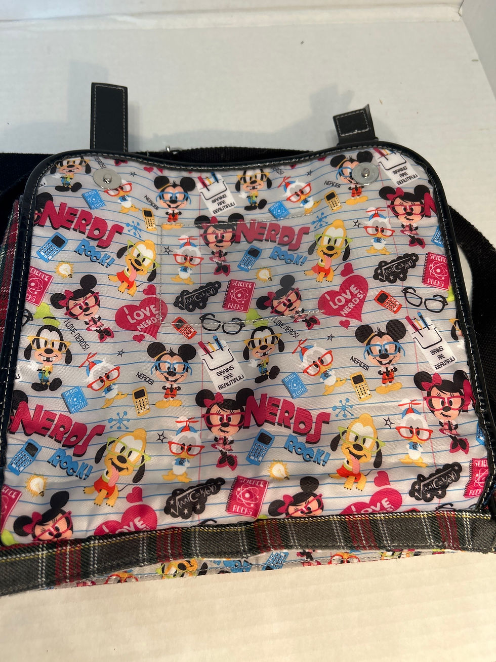 Thumbnail: Disney Parks Mickey Mouse plaid over the shoulder messenger tote bag