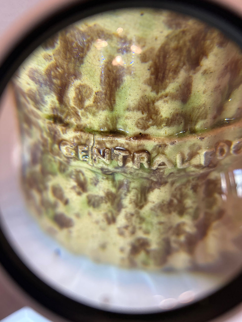 Thumbnail: Vintage Pottery Spongeware small pitcher "Central Food Market"