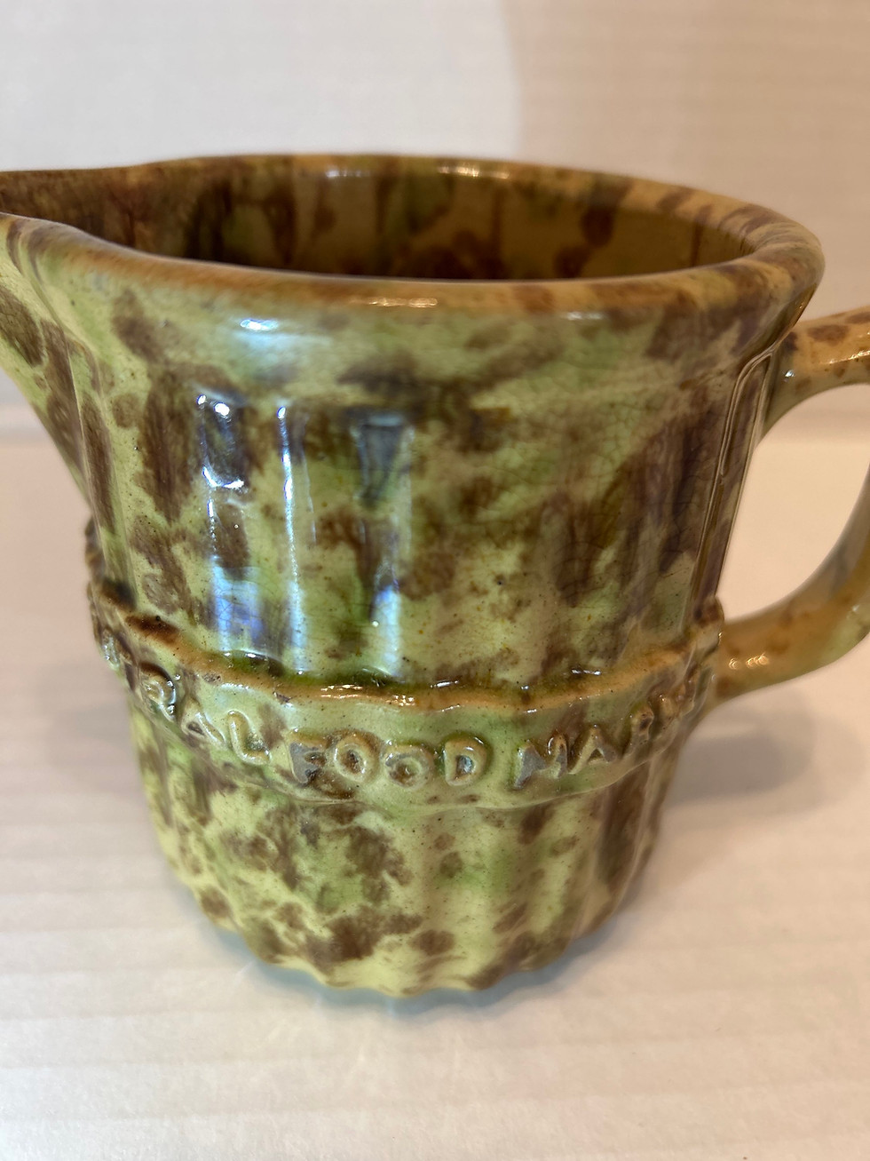 Thumbnail: Vintage Pottery Spongeware small pitcher "Central Food Market"