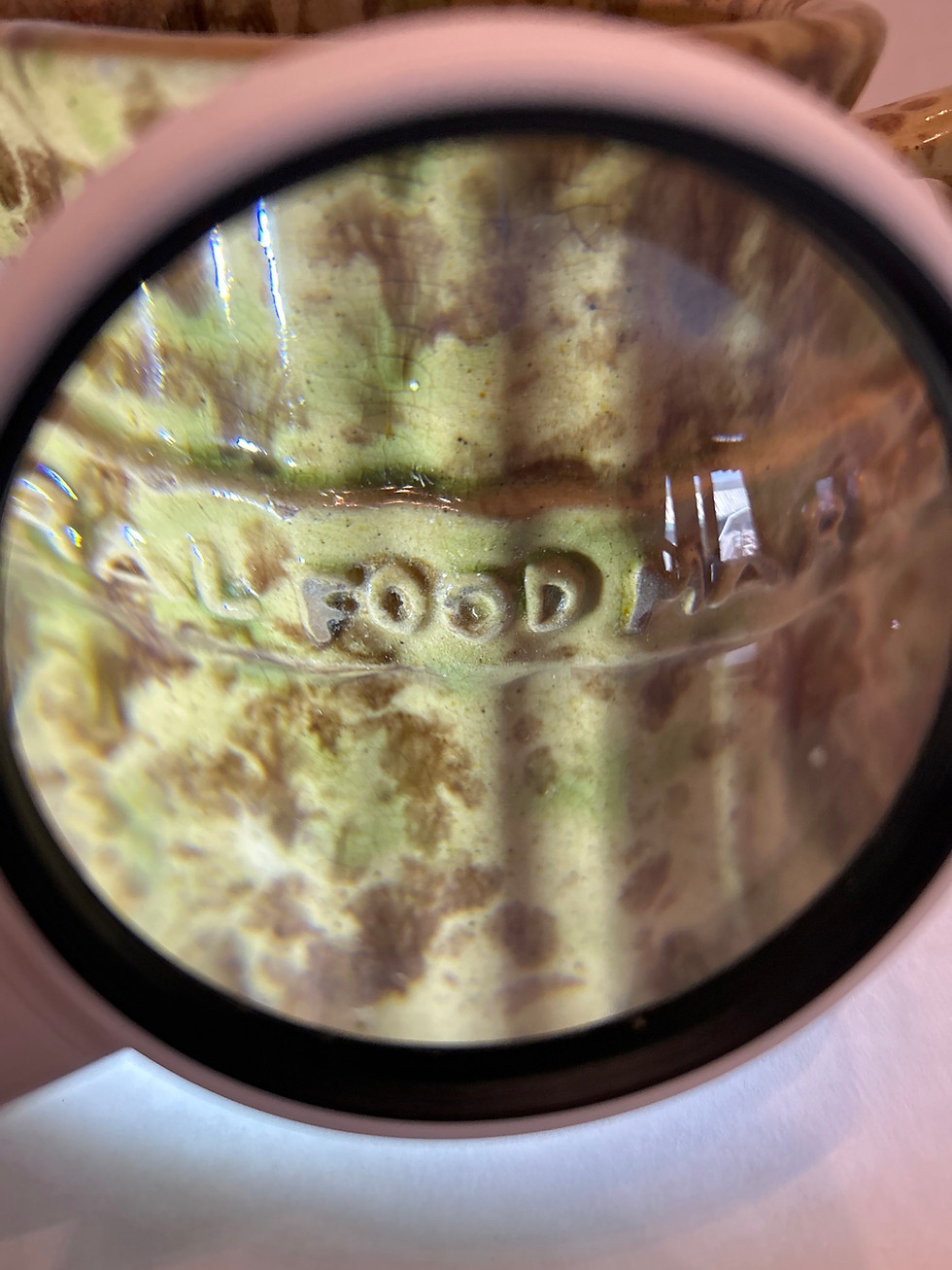 Thumbnail: Vintage Pottery Spongeware small pitcher "Central Food Market"