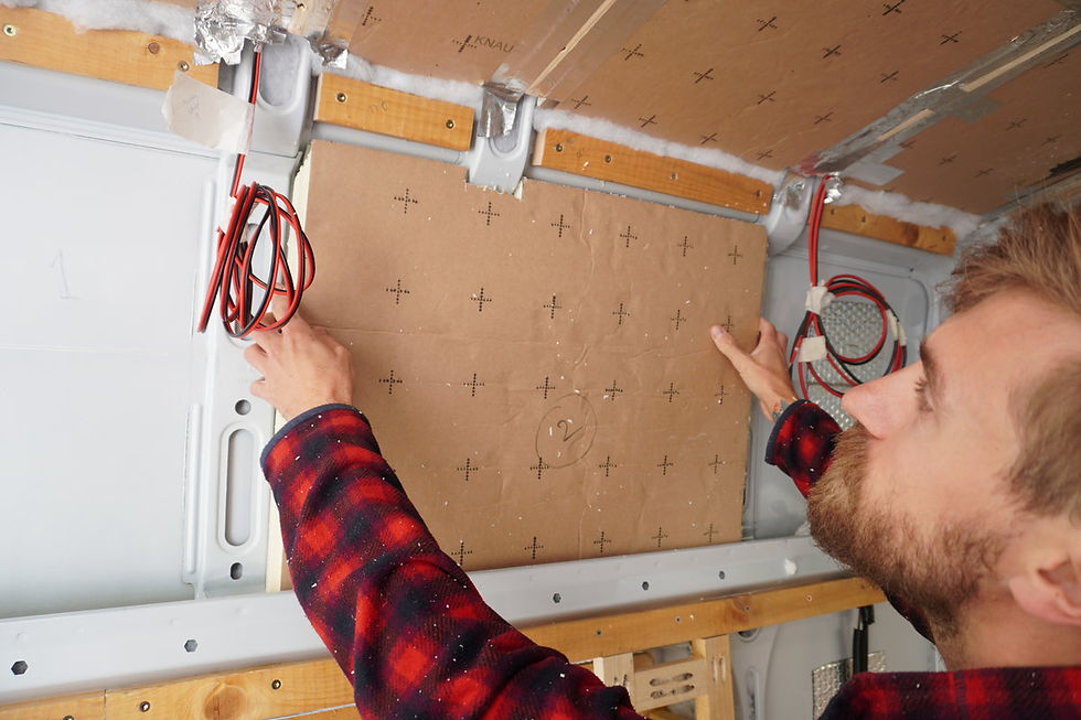 Polyiso board fits flush against the van's walls, eliminating draughts.