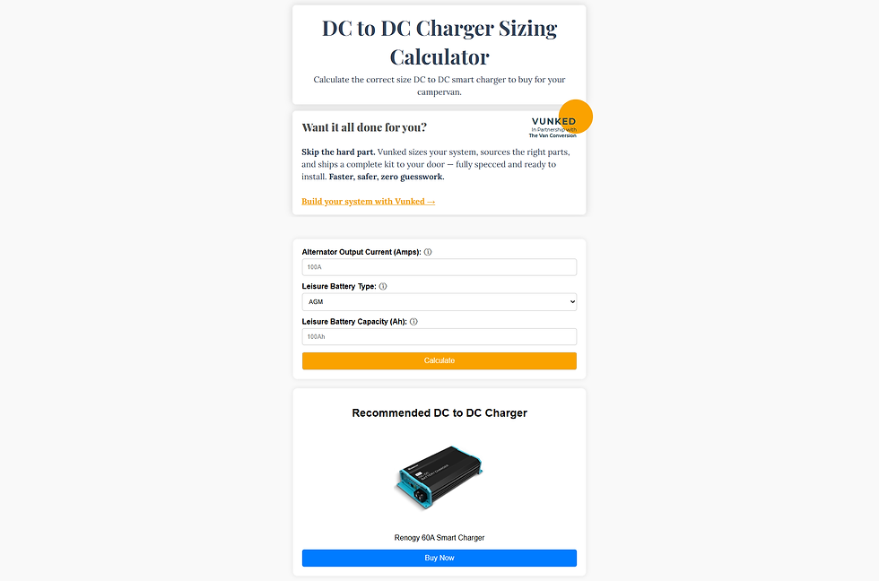 DC-to-DC charger calculator