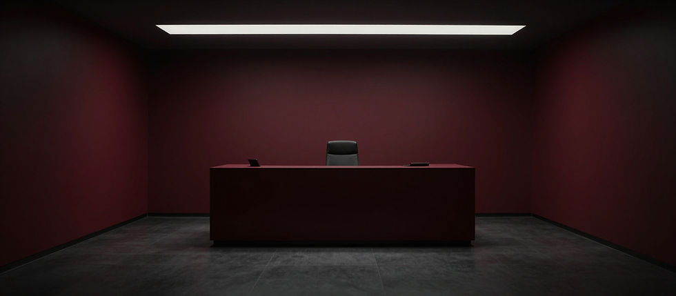 Office of a tax preparer in Houston Texas with red walls.