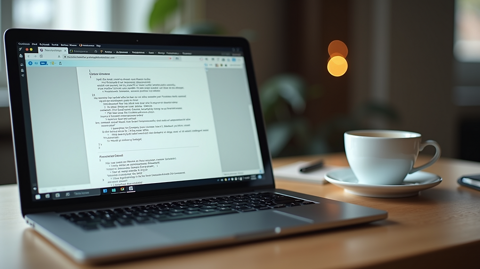 Eye-level view of a laptop displaying a content creation interface