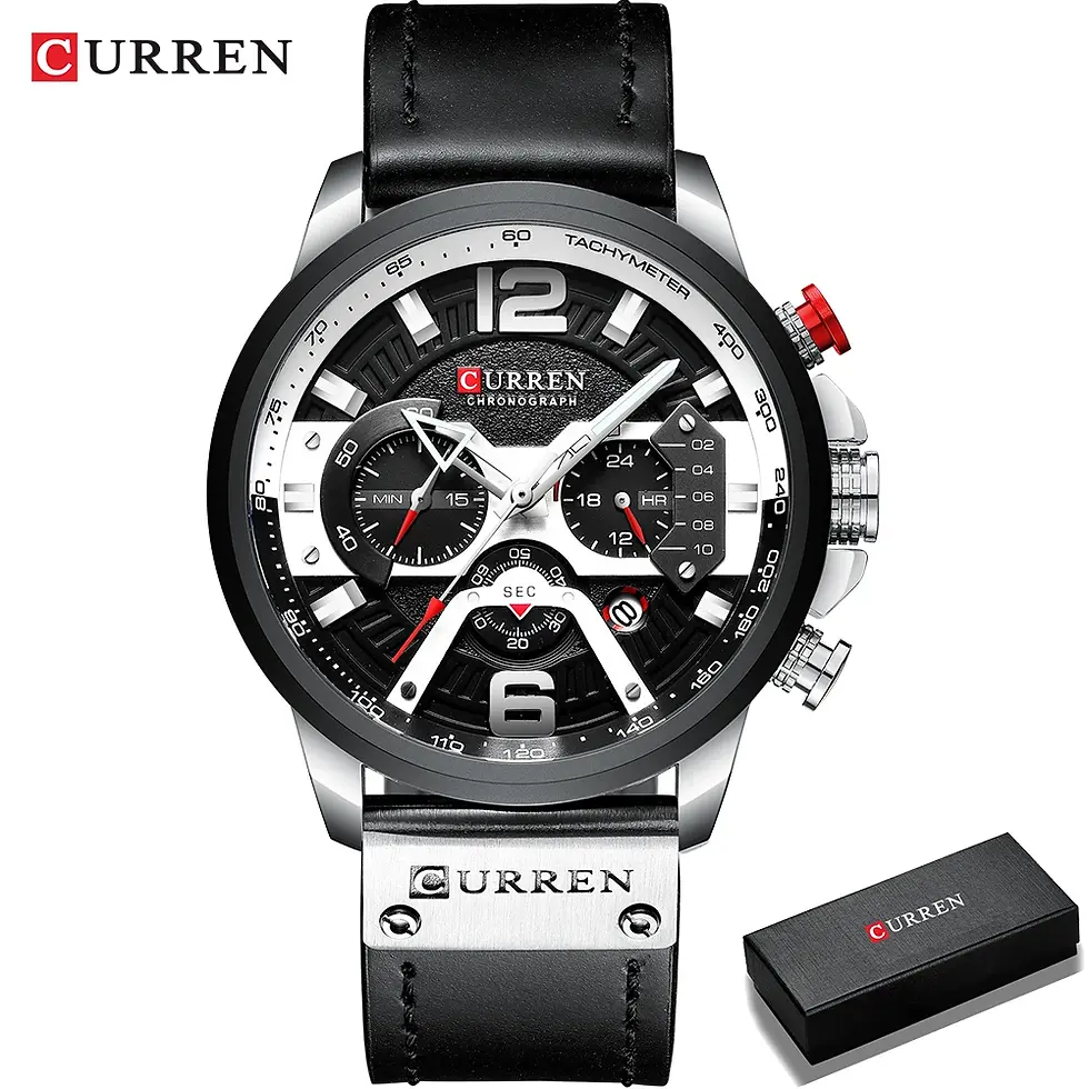 Thumbnail: Luxury Men's Quartz Chronograph Watch – Waterproof Stainless Steel
