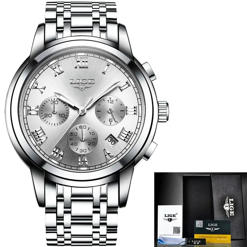 Thumbnail: LIGE Men's Sport Chronograph Quartz Watch