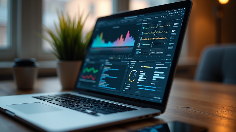 Eye-level view of a laptop displaying automation tools