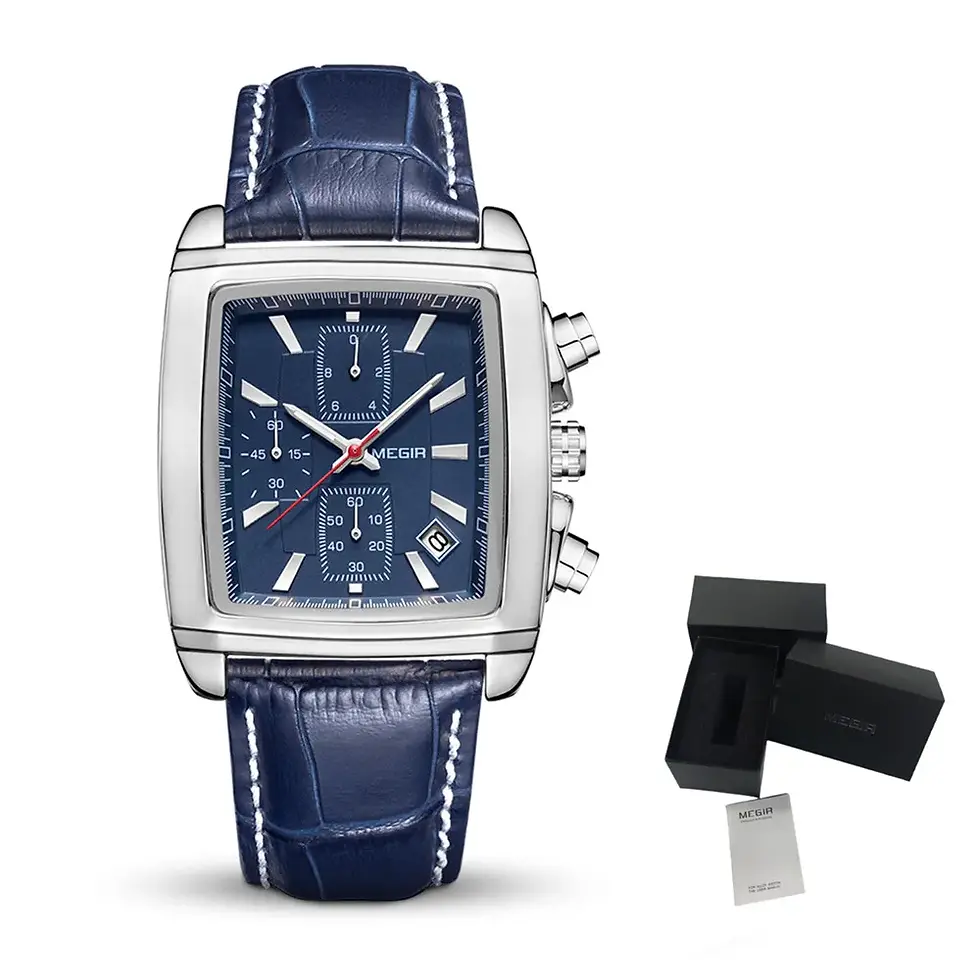 Thumbnail: MEGIR Watch Men Business Wristwatch Rectangle Quartz Waterproof