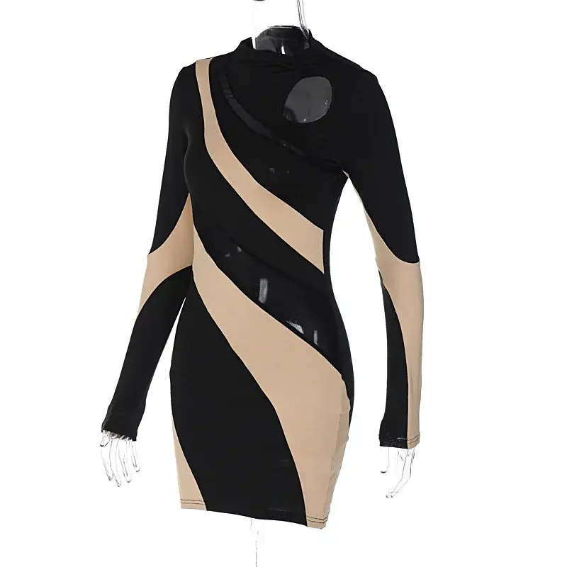 Thumbnail: Cut Out Wrap Bodycon Mini Long Sleeve Party Club Dress Sexy Elegant