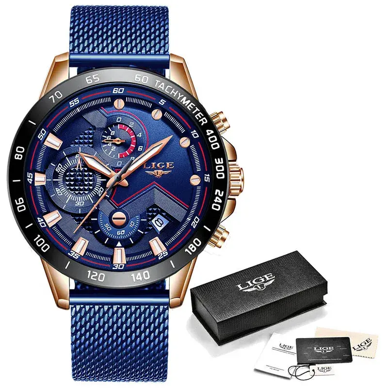 Miniatura: 2025 New LIGE Fashion Mens Watches Stainless Steel Top Brand Luxury Sport