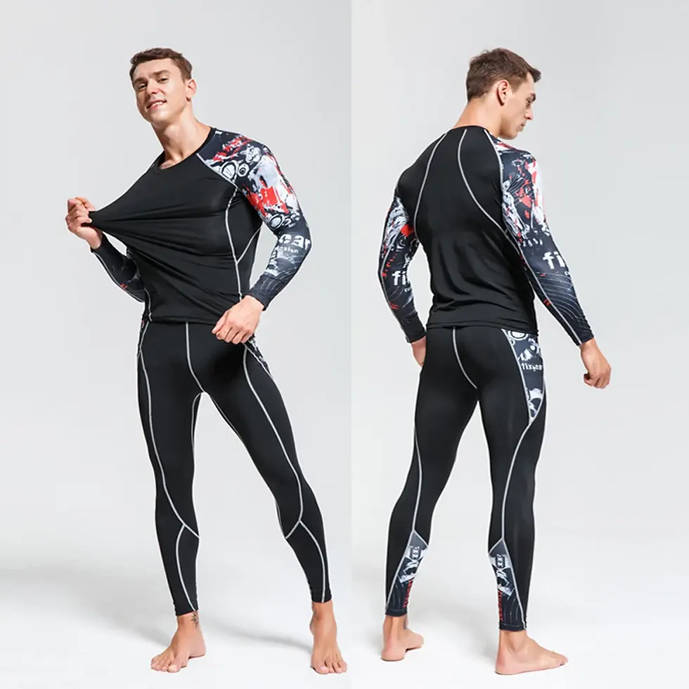 Thumbnail: Men's Thermal Underwear Set MMA Tactics Leggings Solid Color Costume Compress