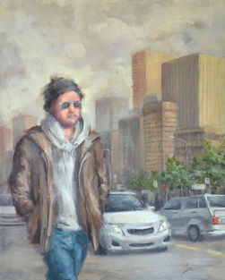 Marcheur, passant, rue, ville, Montréal, urbain, voiture