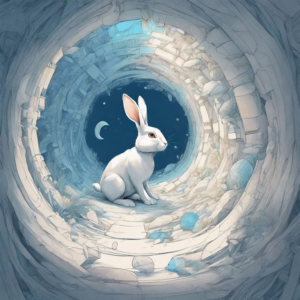 eternal curiosity through a rabbit hole from common reality to uncharted lands, inspiring