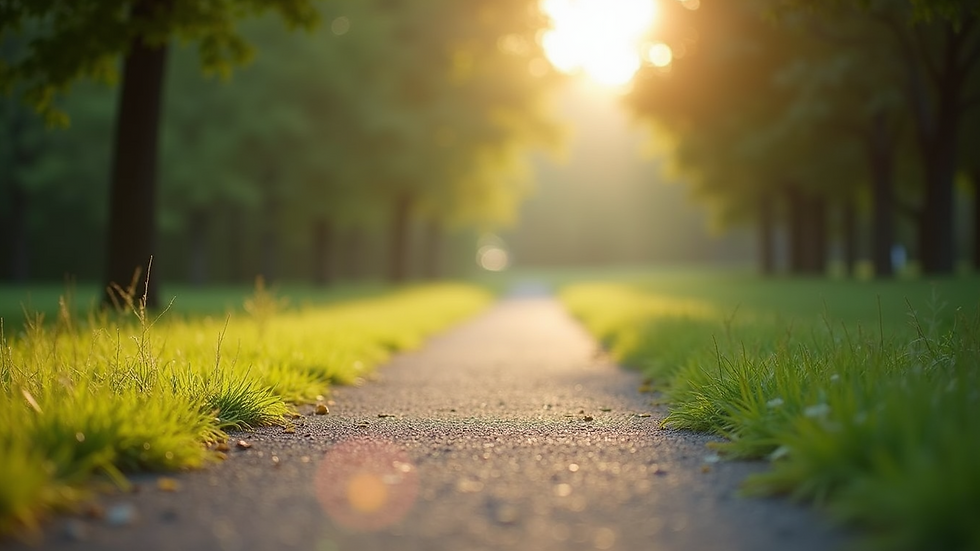 Eye-level view of a serene outdoor walking path