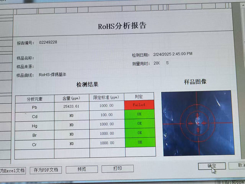 Test result showing failed tour bulk earphone