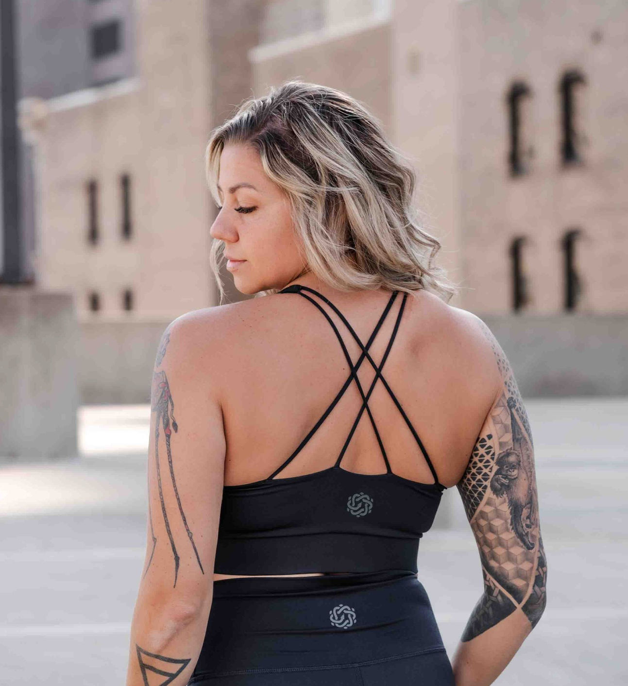 Black Cross-Back Bra Black View