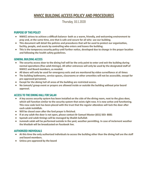 NWICC Building Access Policy_Aug2020 - G