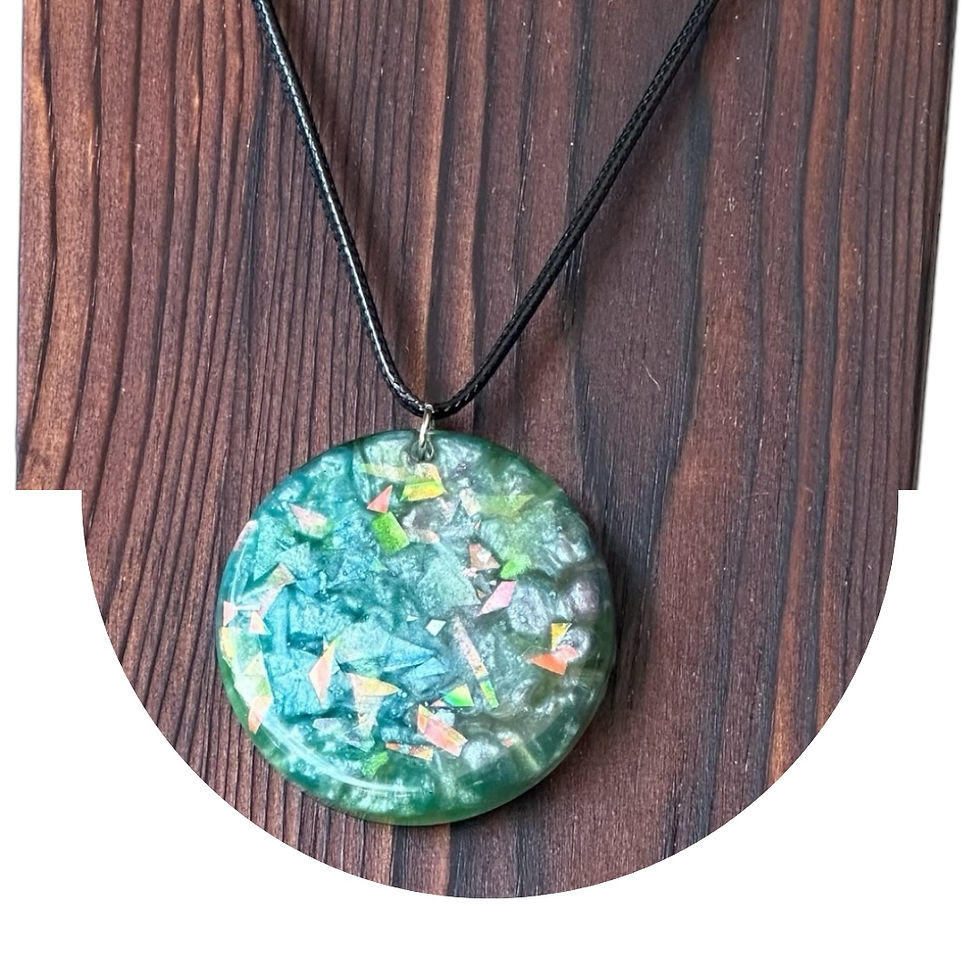 Thumbnail: Sparkling Ocean Circle Pendant Necklace