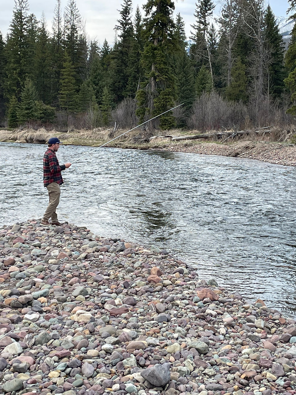 Fishing at a wedding venue on the Swan River in the Swan Valley, Montana
