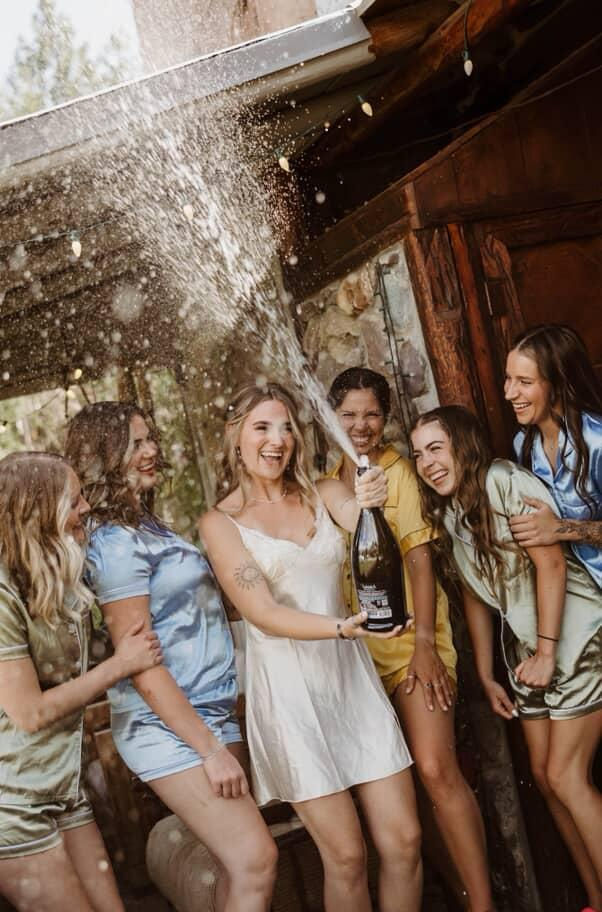 Bride and bridal party getting ready for the ceremony at a wedding venue near Kalispell, Montana