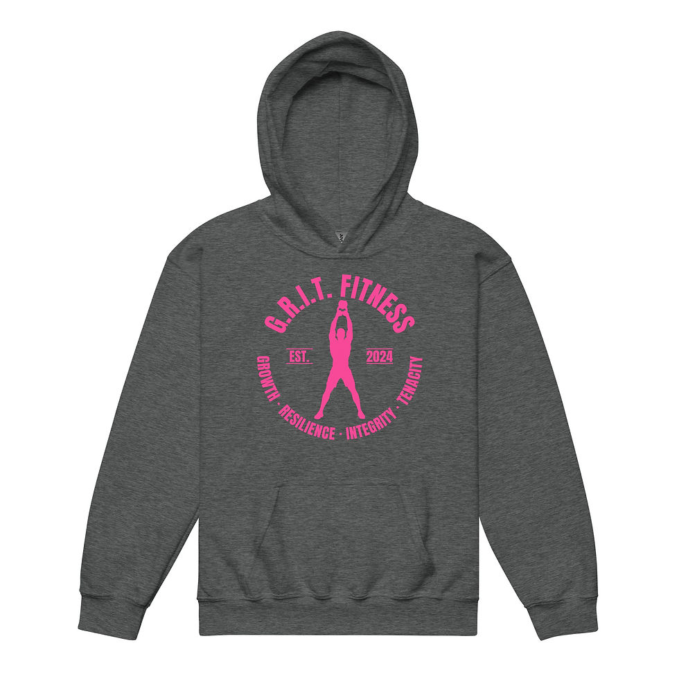 Thumbnail: Youth Pink Punchout Logo heavy blend hoodie