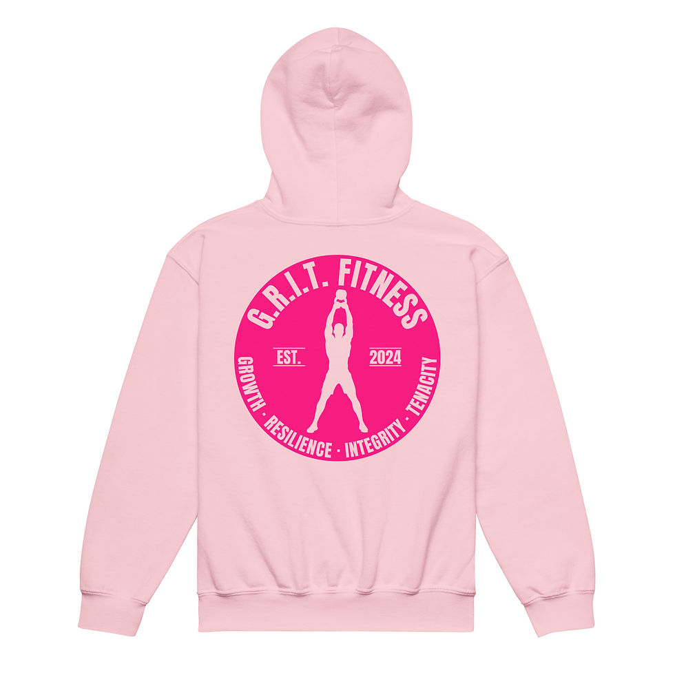 Thumbnail: Youth Pink Punchout Logo heavy blend hoodie