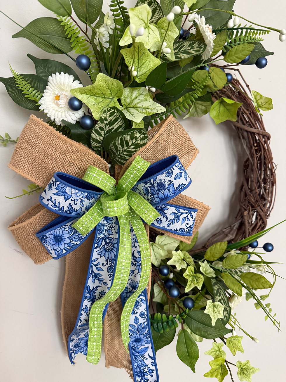 Thumbnail: Blue & Green Botanical Grapevine Wreath