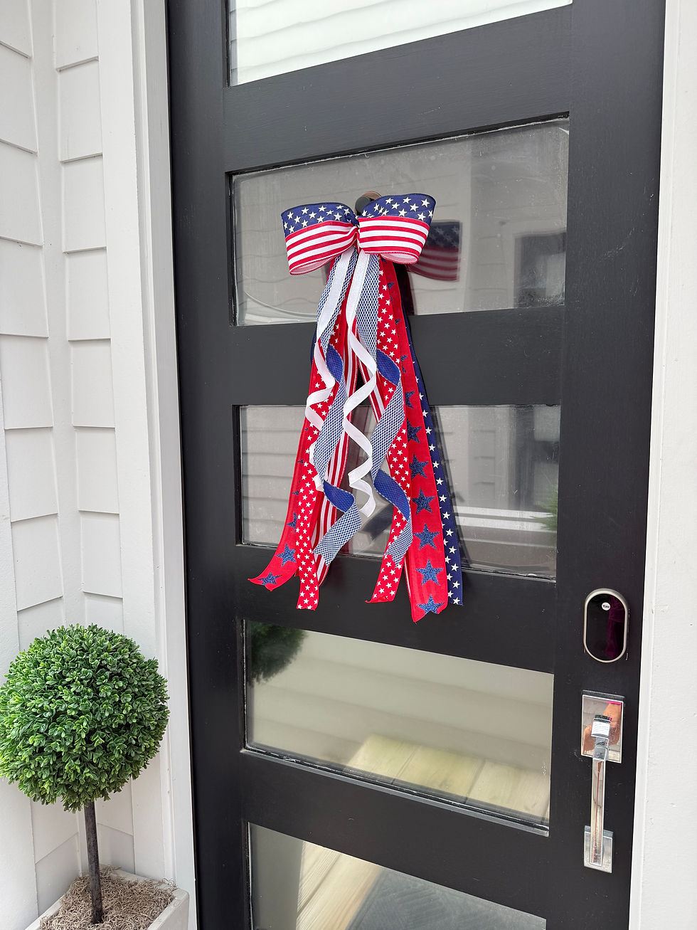 Thumbnail: Patriotic Door Bow & Wreath Accent | Red, White & Blue Ribbon Decor