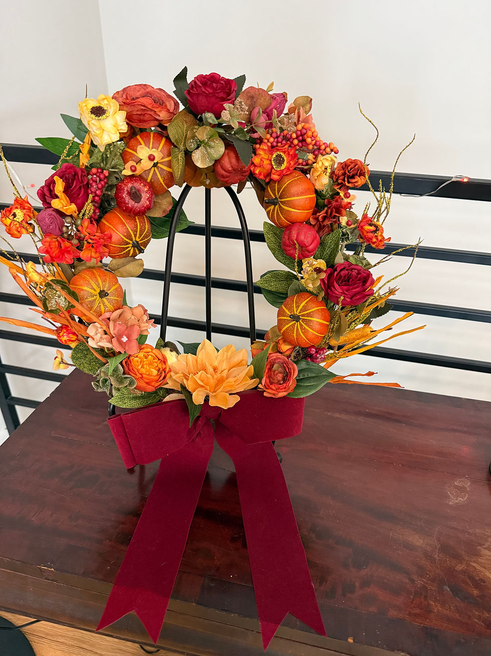 Thumbnail: Autumn Harvest Wreath with Velvet Bow
