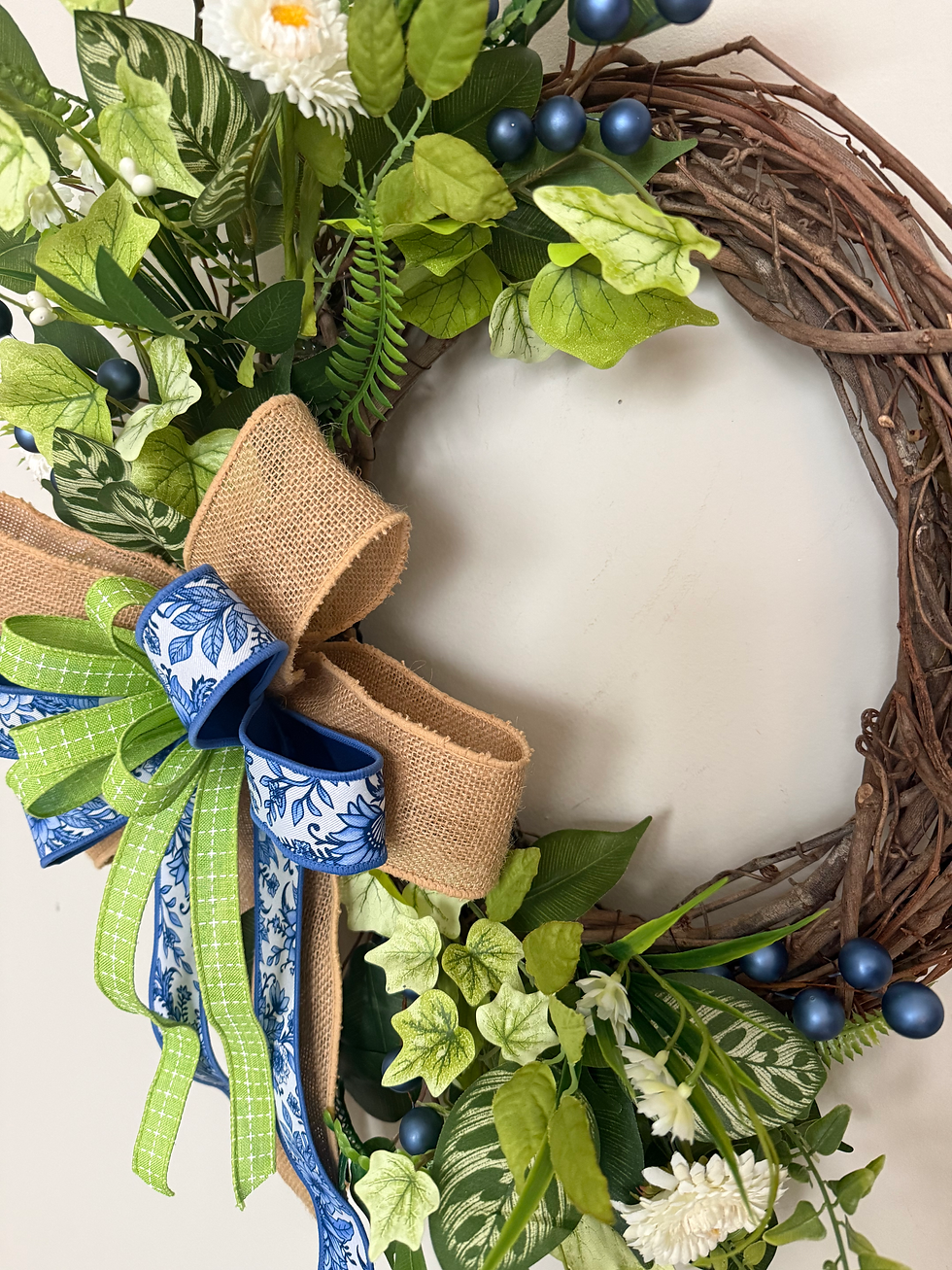 Thumbnail: Blue & Green Botanical Grapevine Wreath