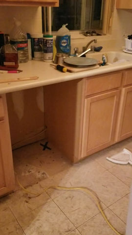 Slab leak in the kitchen underneath the dishwasher
