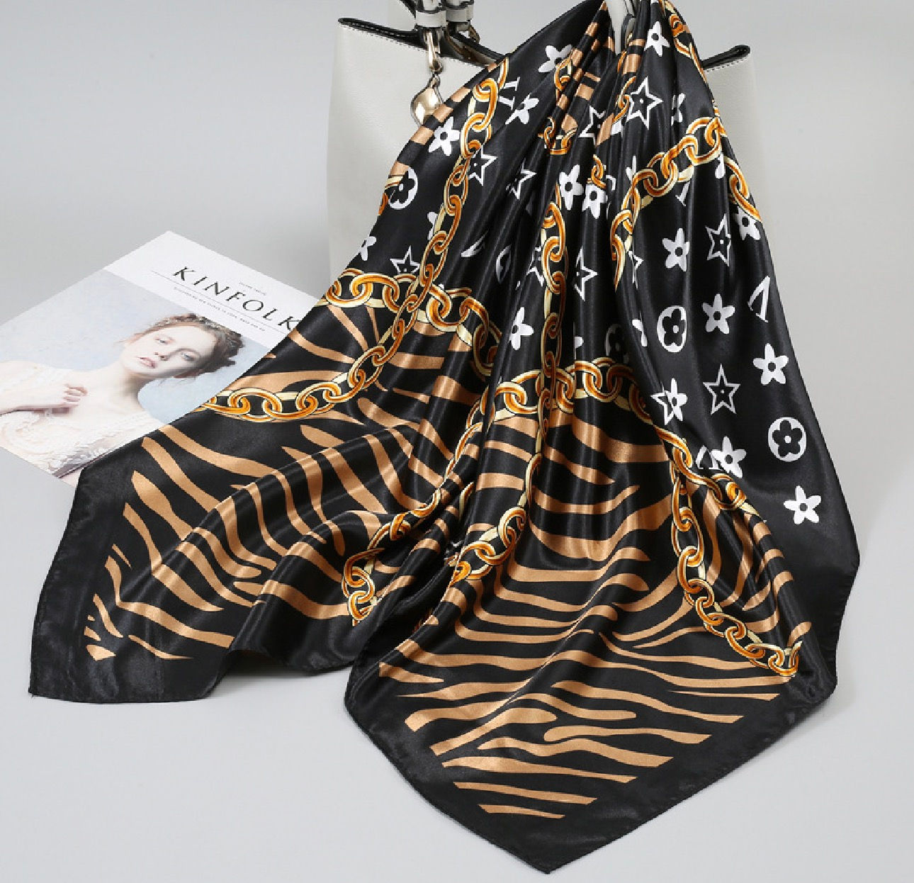 Large Designer Satin Scarf- Option 4