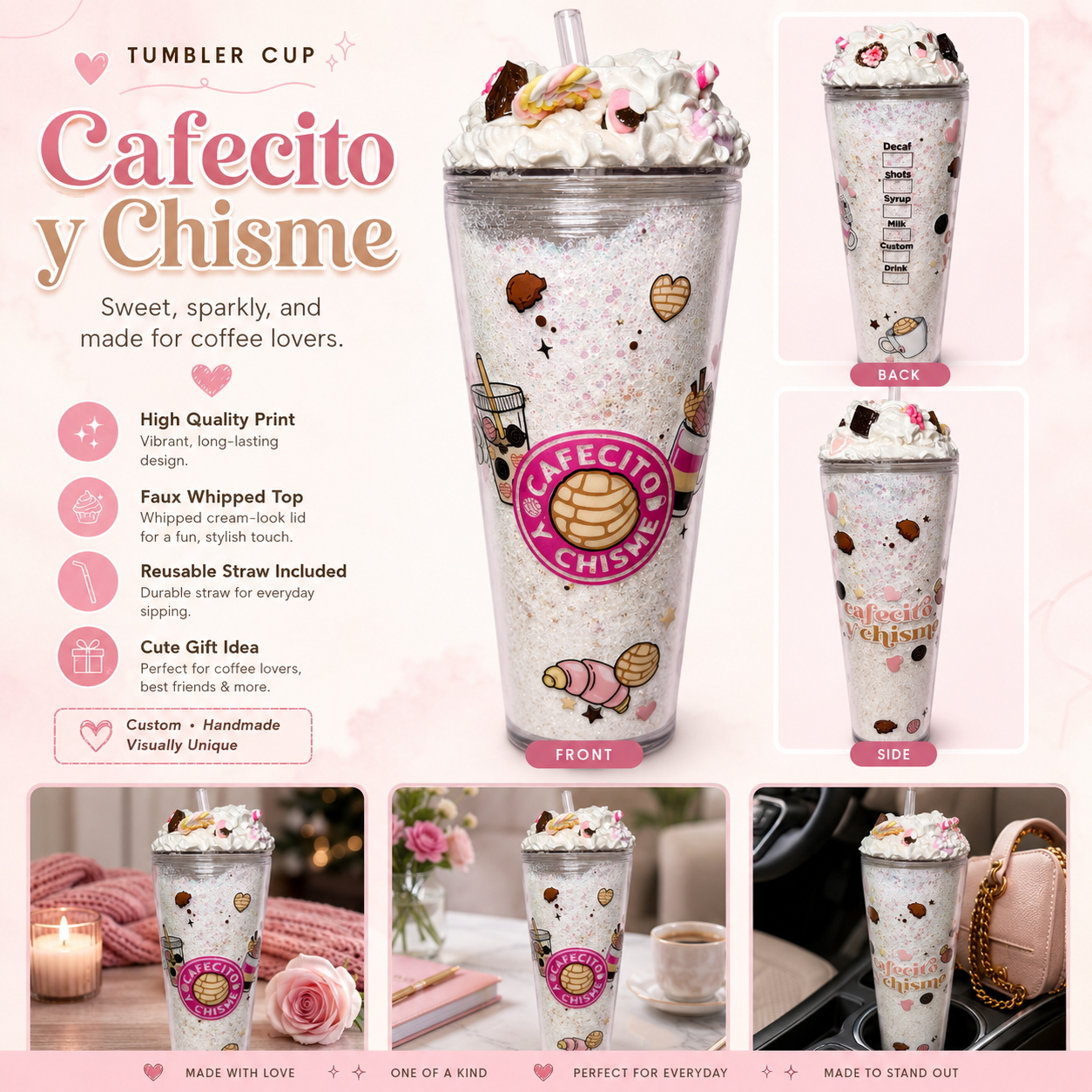 Cafecito y Chisme Custom Tumbler