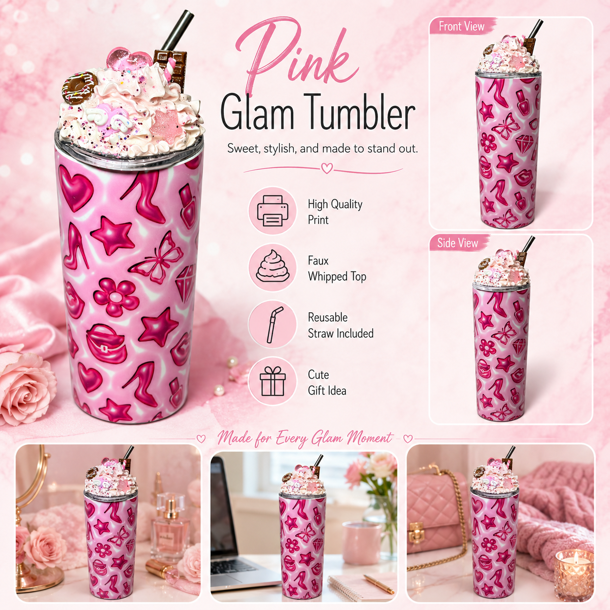 "All About Pink" Glam Custom Tumbler